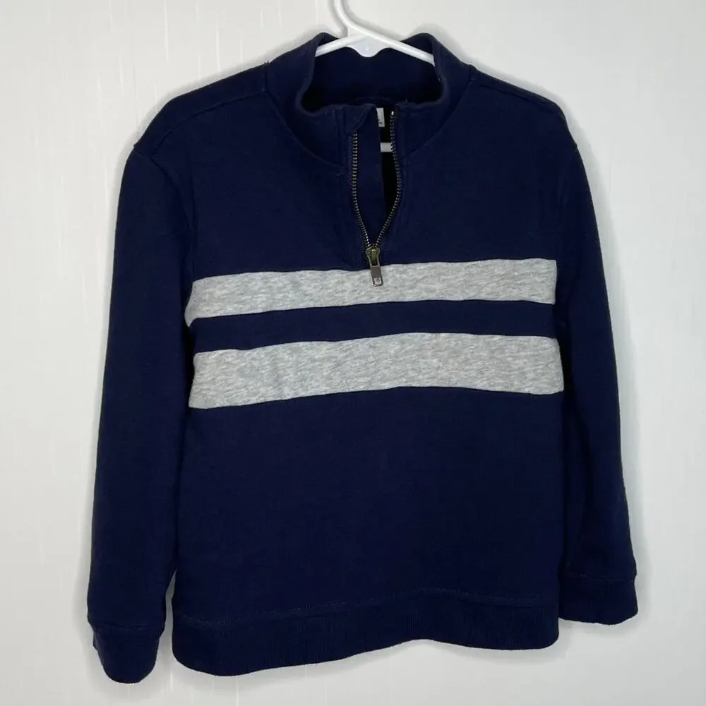 Janie And Jack Quarter Zip Striped Sweatshirt Size 4